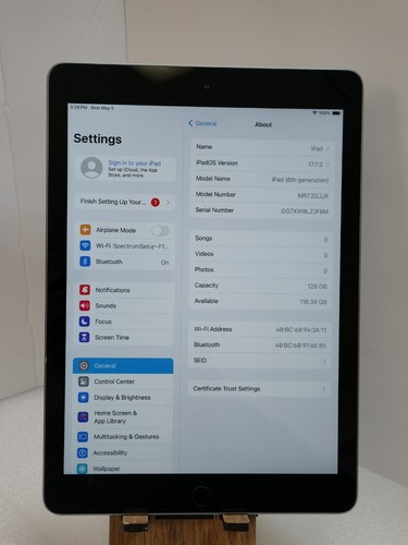 Apple iPad 6TH GEN A1893 9.7" - 128GB (Wi-Fi) SPACE GRAY - Picture 2 of 10