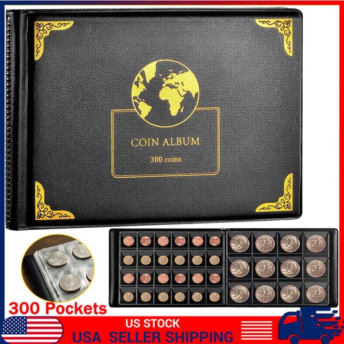 300 Pockets Storage Box Case Coin Collection Holder Book Album For Collectors US