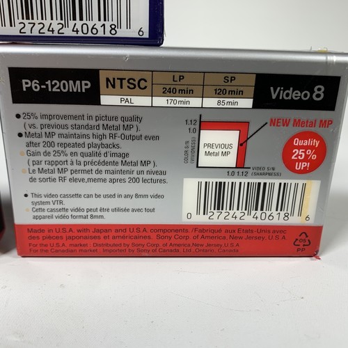 3 Sony P6-120MP - 120 Minute Video 8 MP Standard Grade Cassette Tape - Picture 4 of 7