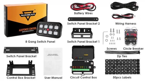 AUXBEAM 8 Gang Switch Panel Light Pods On-Off Control Blue for Jeep Truck Pickup - Video 1 of 1