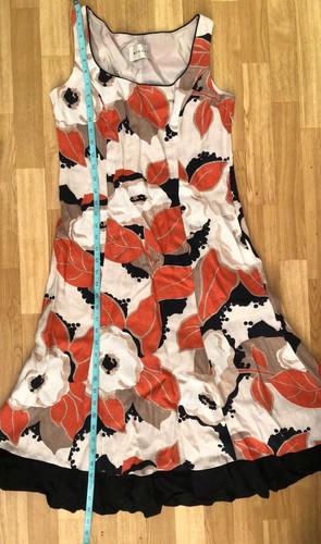 Minuet Pure Linen Dress Long UK 10 Beige Orange Floral Summer Spring  - Picture 5 of 10