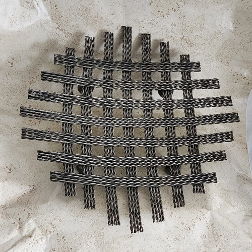 Industrial Metall Draht Kette Streifen Weboptik Obstkorb Herzstück Kugelfüße - Bild 1 von 19