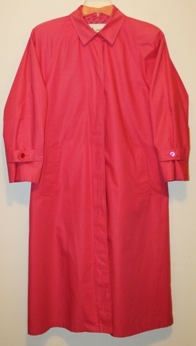 Women's London Fog Wamsutta Rose Pink Classic Trench Rain Long Over Coat Sz 14R  - Picture 1 of 7