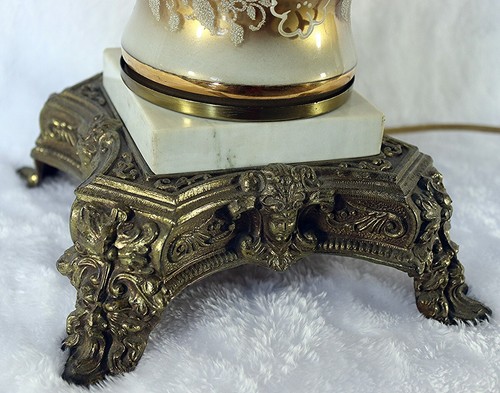 Lámpara de mesa vintage Hollywood Regency años 50 antigua vidrio dorado restaurada - Imagen 5 de 13