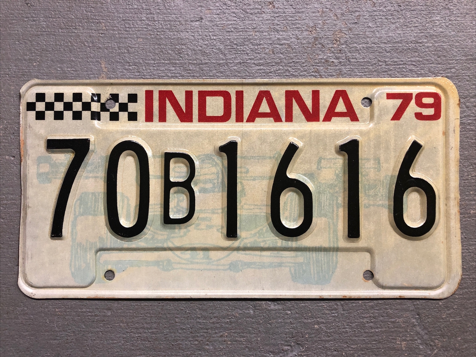 VINTAGE 1979 INDIANA LICENSE PLATE INDY CARS CHECKERED FLAG 🏁 70B1616