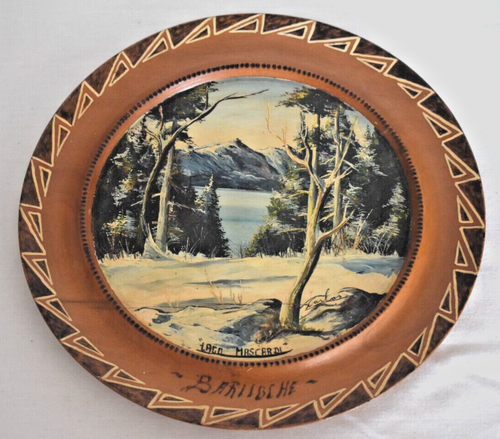 Vintage 60er Jahre handbemalt von Carlos - Holzteller - Argentinien Lago Mascardi - Bild 1 von 6