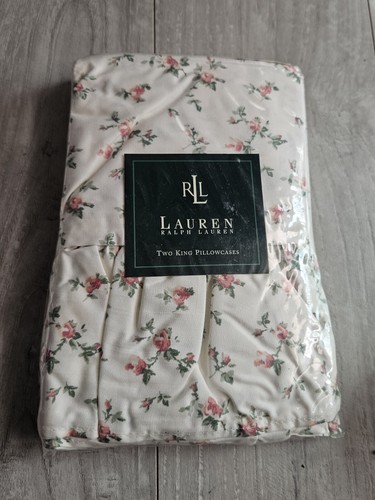 💥Vtg NIP RALPH LAUREN Squire’s Path Green Pair 2 KING Pillowcases  - Picture 1 of 3