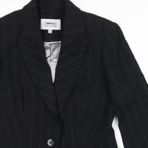 NEXT Womens Black Striped Polyester Blend Jacket Suit Jacket Size 10 - Picture 5 of 10
