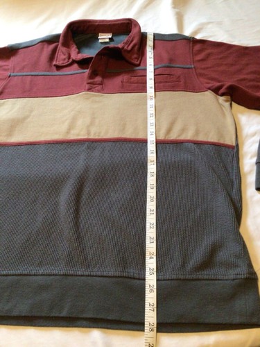 Haband Casual Joe Vintage Bowling Shirt~Long Sleeves~Pocket~Gray Maroon Tan~VGC - Picture 9 of 11