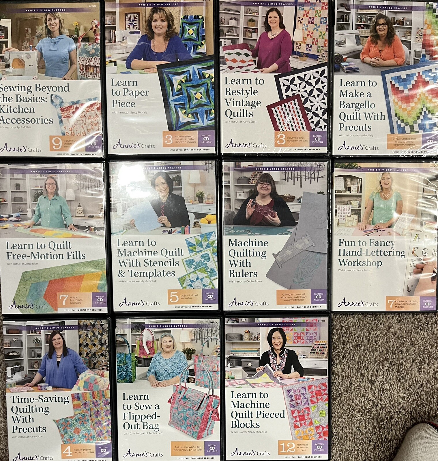 Annie's Crafts Quilting Class Set - 11 DVDs for Beginners to Experts  
