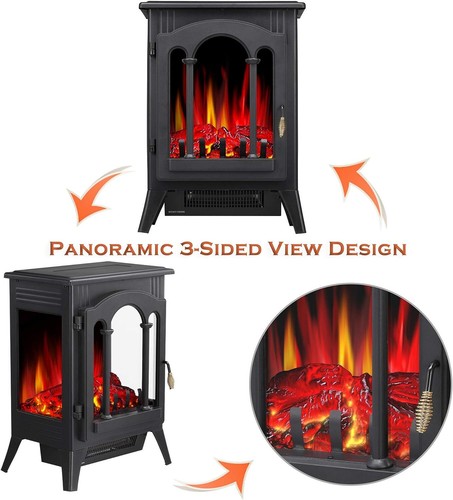 16" 1000W/1500W Electric Fireplace Stove Freestanding Heater from - Picture 3 of 7