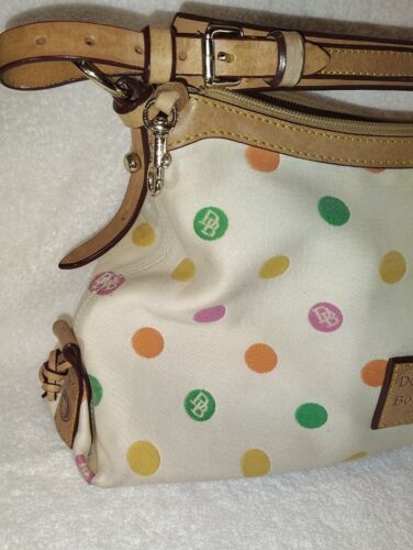 RARE Dooney & Bourke Large Ivory Multi Color Polka Dot Shoulder Bag + Wallet - Picture 2 of 24
