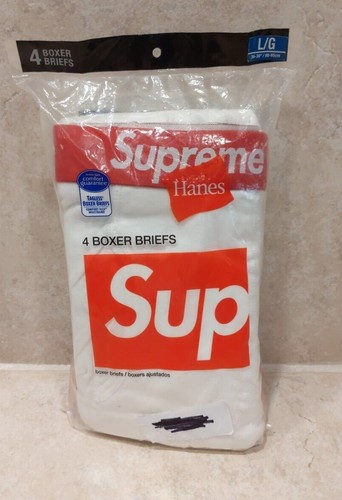 NEW Supreme x Hanes Tagless T-shirts Socks Boxer Briefs White Black Pink Yellow - Picture 2 of 15