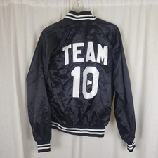 Jake Paul by Fanjoy.co Team 10 Black Satin Bomber Baseball Jacket Mens S White