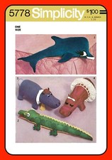 Large Stuffed Animal Pattern DOLPHIN Alligato...