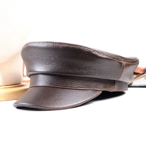 Para hombres Mujeres Cuero Real Cuero Vaca Militar Naval Sombrero Newsboy Ejército/Marino Gorras/Sombrero - Imagen 15 de 20