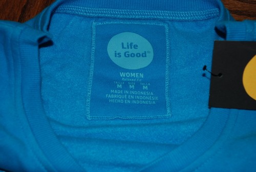 Medium Women's Life is Good Today Is A Good Day Blue LS Crew Neck Sweatshirt - Picture 2 of 5