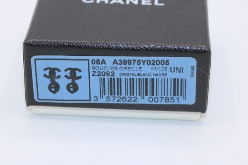 CHANEL CC Drop Crystal Pearl Drop Earrings Silver - Picture 8 of 8