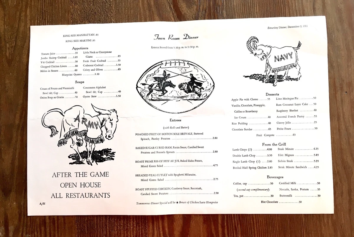 Army 2024 navy menu