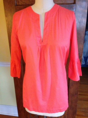 J Crew S 100% Cotton Blouse Lightweight Orange Blouse - Picture 1 of 5