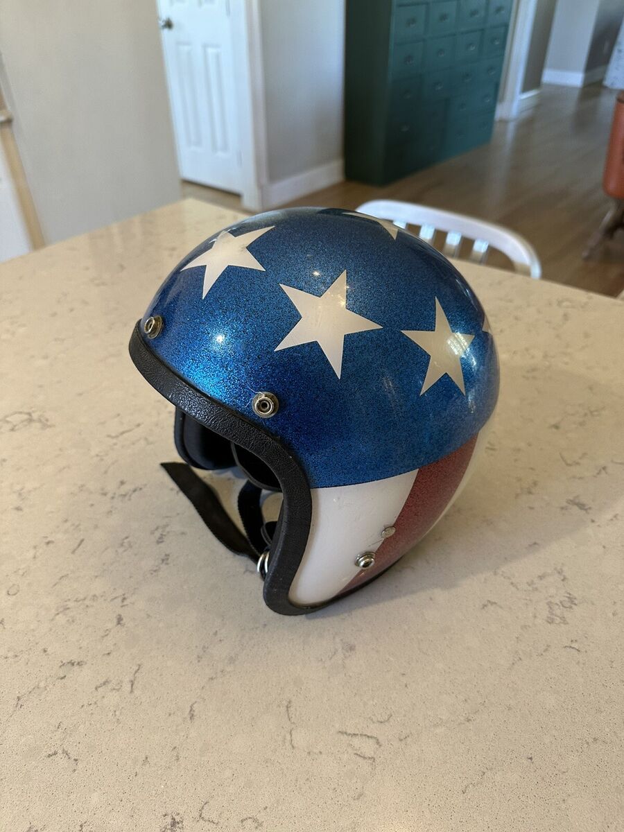 LSI-4170 Vintage Motorcycle Helmet American Flag