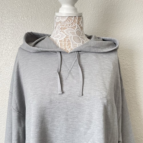 Nike Yoga Sz XL Gray Dri-Fit Cropped Hoodie Terry Loose Fit Moisture Wicking - Picture 3 of 17