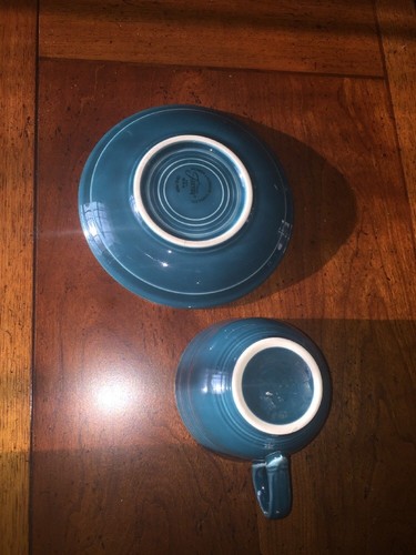 Vintage Rare Fiestaware Fiesta tea cup coffee mug saucer set dark green - Picture 8 of 9