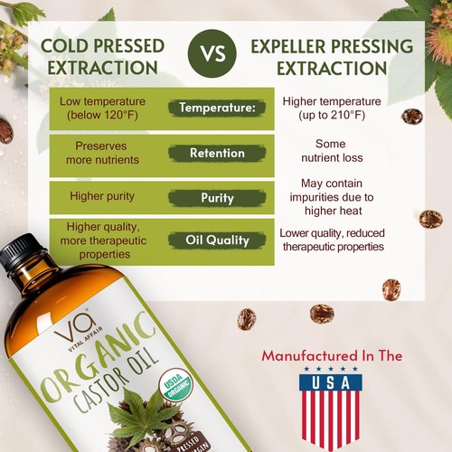 CASTOR OIL Organic Cold Pressed Hair Growth Eyebrow Eyelash 32oz VITAL AFFAIR - Picture 7 of 9