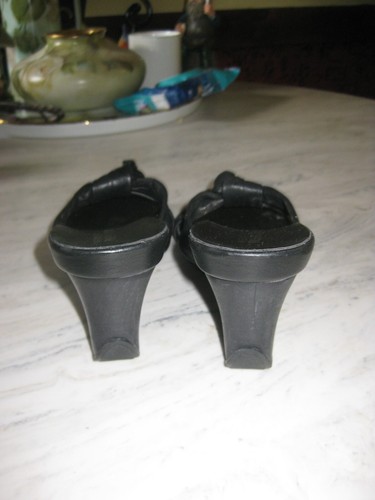 Kenneth Cole Reaction Black Leather Wedge Open Toe Sandals Brazil Size 7.5M - Bild 9 von 9
