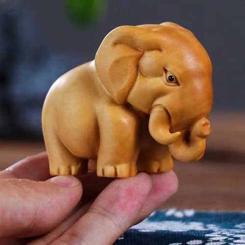 Wood Carving Elephant Animal Simple Wooden Crafts Statue Home Decoration Gift A+ - Picture 13 of 20