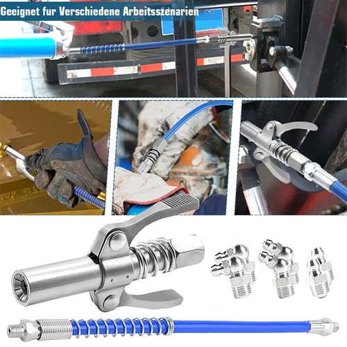Quick Release Grease Coupler Grease Fitting Hose Coupler Double Handle Tool - Picture 3 of 7