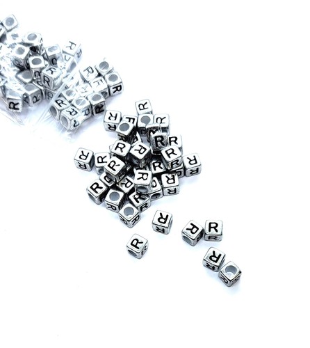 50/100 piezas cubo de plata 6 mm letras letras individuales y mixtas - Imagen 22 de 32