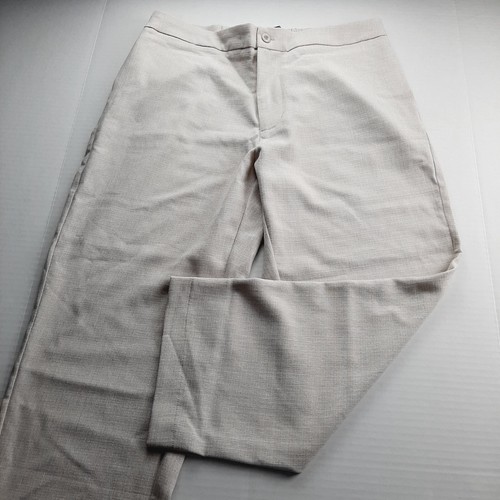 Noel Asmar Women's Cropped Pants Size Large Sand Tan Elastic Waist Straight Leg