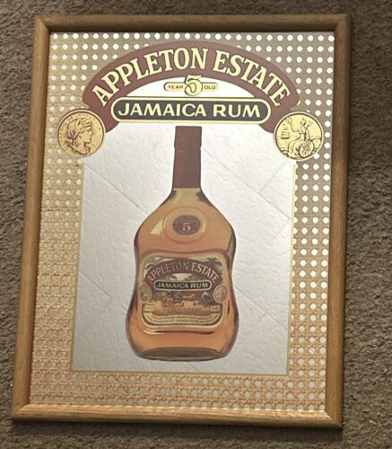 1986 Vintage Appleton Estate Rum Framed Bar Mirror Beer Sign Advertisement 19X15