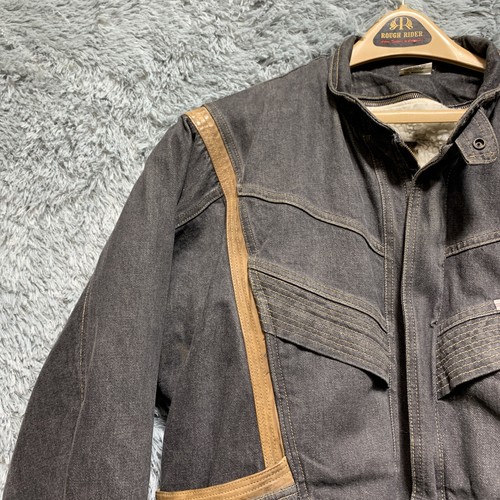 Chaqueta de Bombardero Gabrielle Johnny Velleno Motocicleta Harley Montar Denim Negra L De Colección - Imagen 5 de 12
