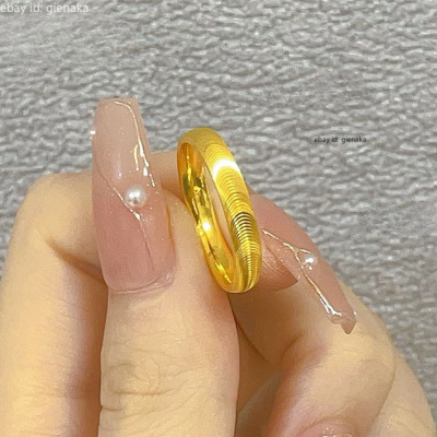 Pure 999 24K Yellow Gold Lucky 3.5mm Shiny Ring Men Women Band US