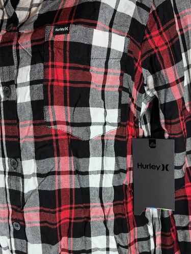 Hurley Plaid Button Down Pocket Shirt Women M Relaxed Fit Top All Season Blouse - Picture 3 of 6