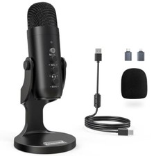USB Microphone,Condenser Computer PC Mic,Plug Play Gaming Microphones Black