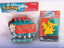 NINTENDO POKEMON 8-PACK PARTY INVITATIONS &  MEDALLION BLOWOUTS 8-PACK  NEW