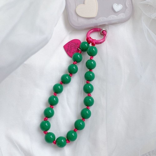 Love Heart Phone Wrist Strap Fashion Beaded Pendant Lanyard New Phone Lanyard - Photo 4 sur 20