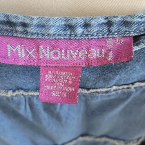 Vtg Mix Nouveau Denim Skirt Size 14 Blue Chambray Western Tiered Peasant 16321 - Picture 3 of 10