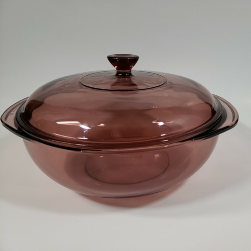 Pyrex Glas Backgeschirr Schüssel D-28 2 Liter mit passendem Deckel 624C Cranberry Farbe - Bild 2 von 8