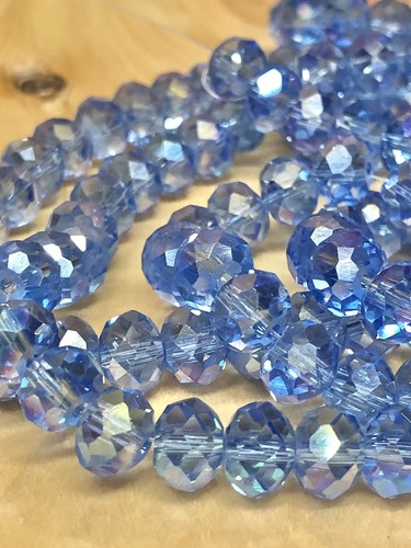 368 Beads Light To Medium Blue round Crystal Glass Beads 4X3X.05mm - Foto 4 di 12