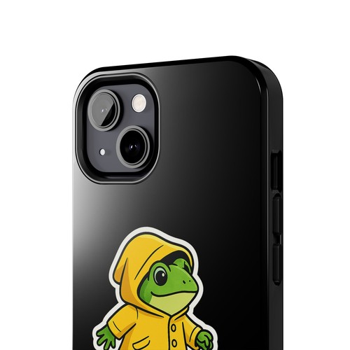 Cute Phone Case, Frog With A Raincoat, Animal Gift, Tough Black iPhone Case Gift - 第 41/81 張圖片