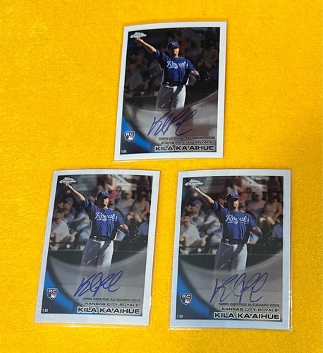 Kila Ka'aihue 2010 Topps Chrome #215 Rookie Autograph lot of 3
