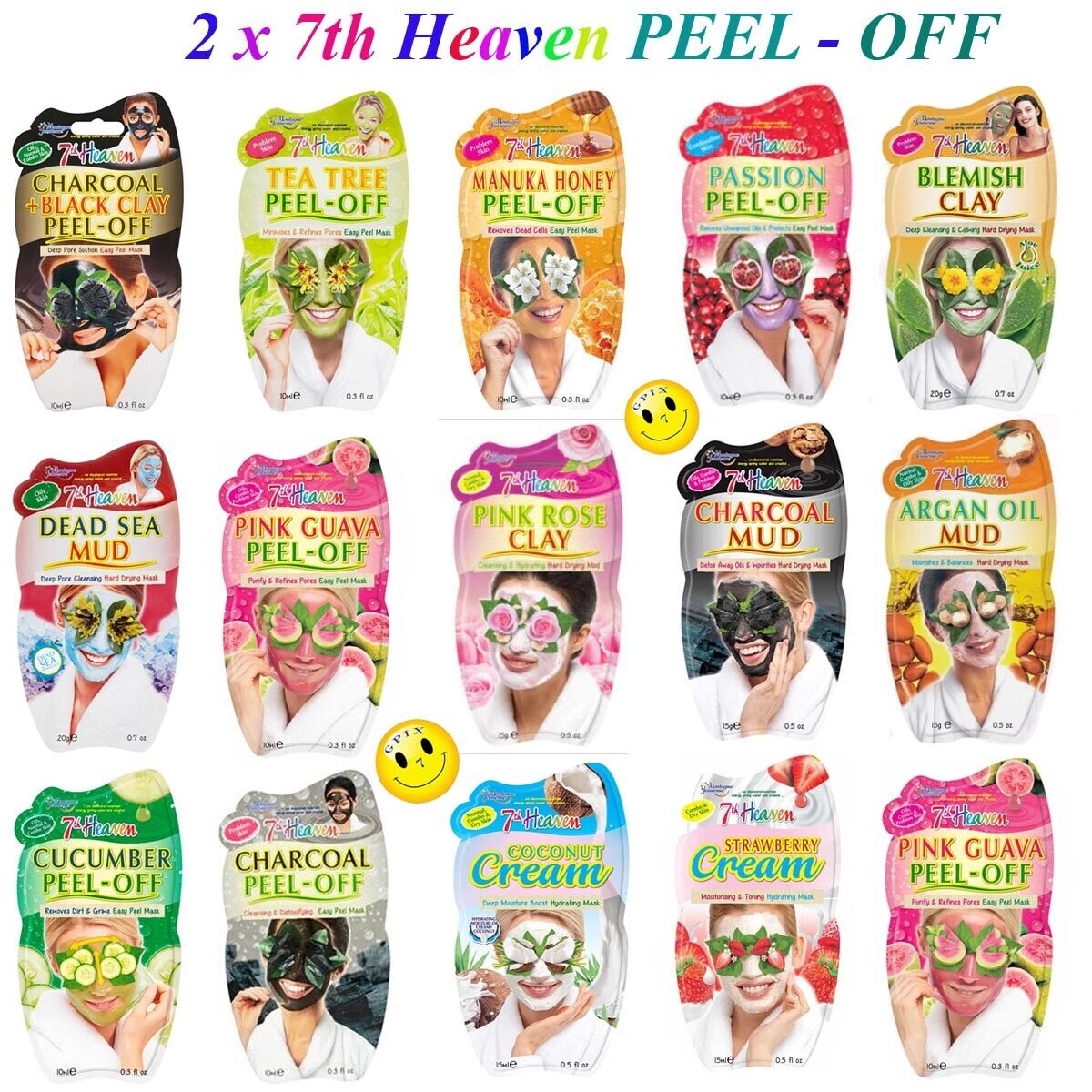 2 OF 7th HEAVEN FACE MASKS & PEELS - OFF FOR ALL SKINS TYPES DEAD CELLS  FREE P &