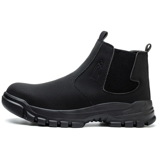 MENS LEATHER CHELSEA SAFETY BOOTS SLIP ON STEEL TOE CAP WORK SHOES WATERPROOF UK - Picture 14 of 35