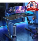 Escritorio para computadora mesa gamer azul rojo con gancho para auriculares