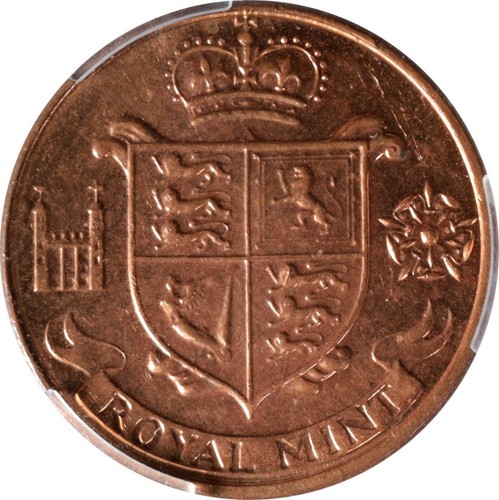 ER266 Very Rare GREAT BRITAIN. Bronze Die Trial, Two Reverse Dies ND (1957) MS65 - Picture 3 of 4