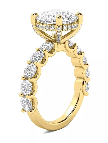 Hidden Halo 4.30 Ct E VS1 Lab Grown Round Diamond Engagement Ring 14k IGI - Picture 4 of 11